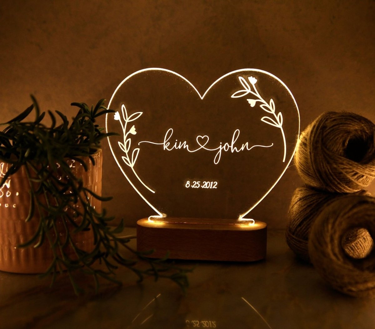Custom Night Light for Couples with Custom Name - The MB Prints Custom Night Light for Couples with Custom Name