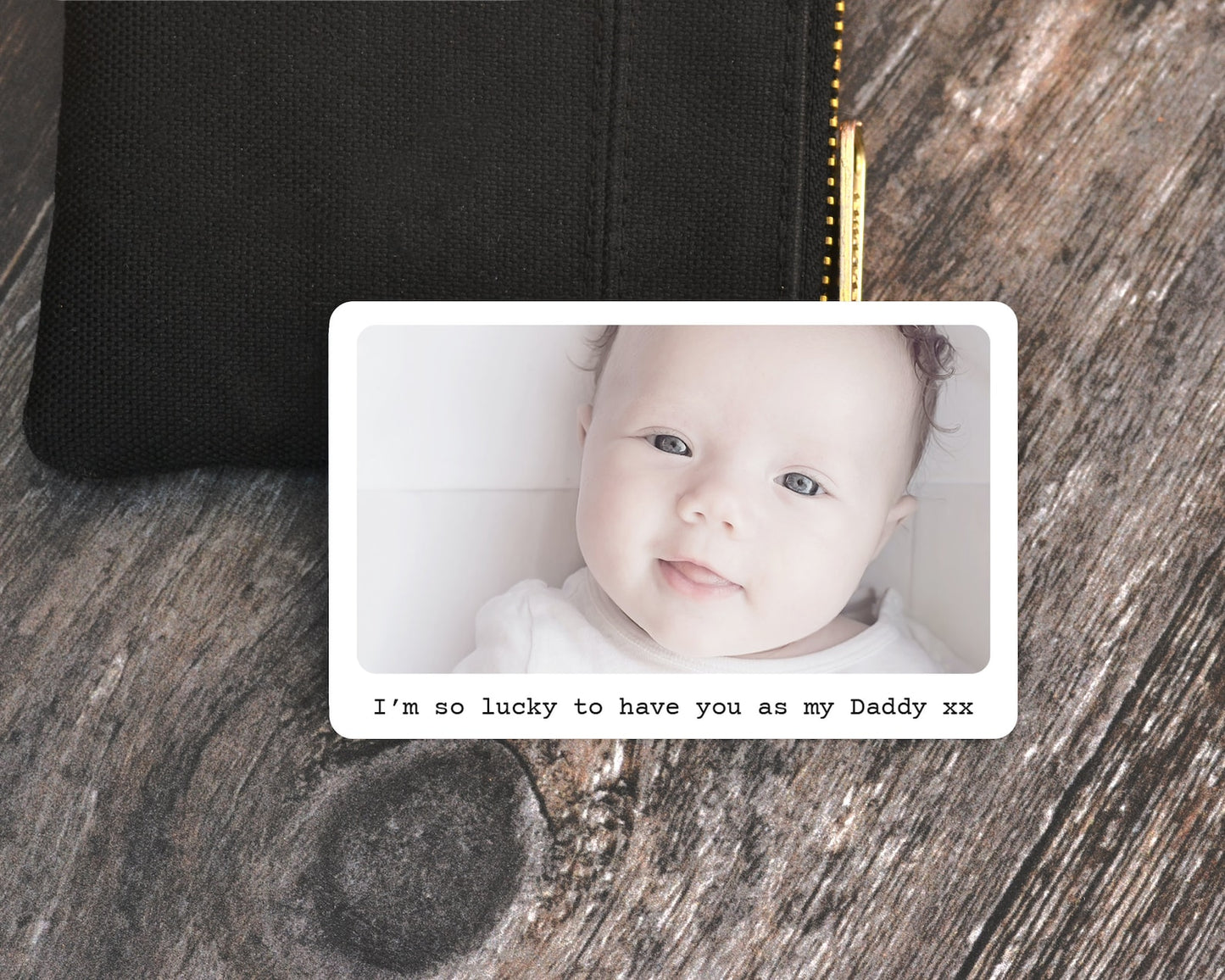 Personalised Photo Wallet Card with Text on Bottom