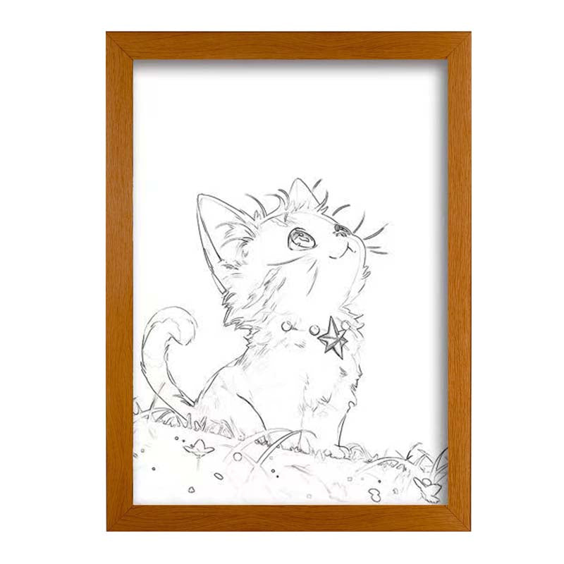 Stargazing Cat Light Painting Artwork 4D Lamp