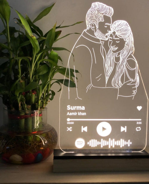 3D Illusion LED Line Art Lamp with spotify song code - The MB Prints 3D Illusion LED Line Art Lamp with spotify song code