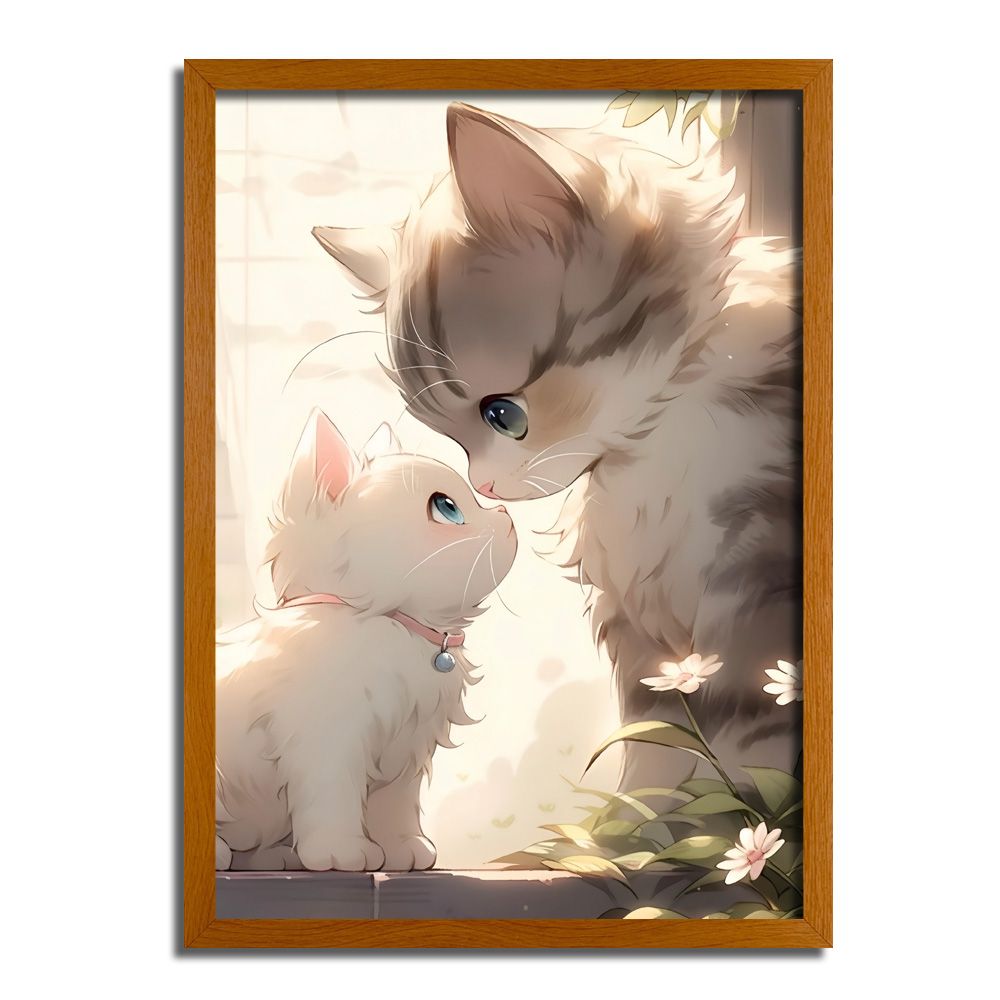 Cats Tender Gaze LED Light Up Painting Frame Night Light Lamp