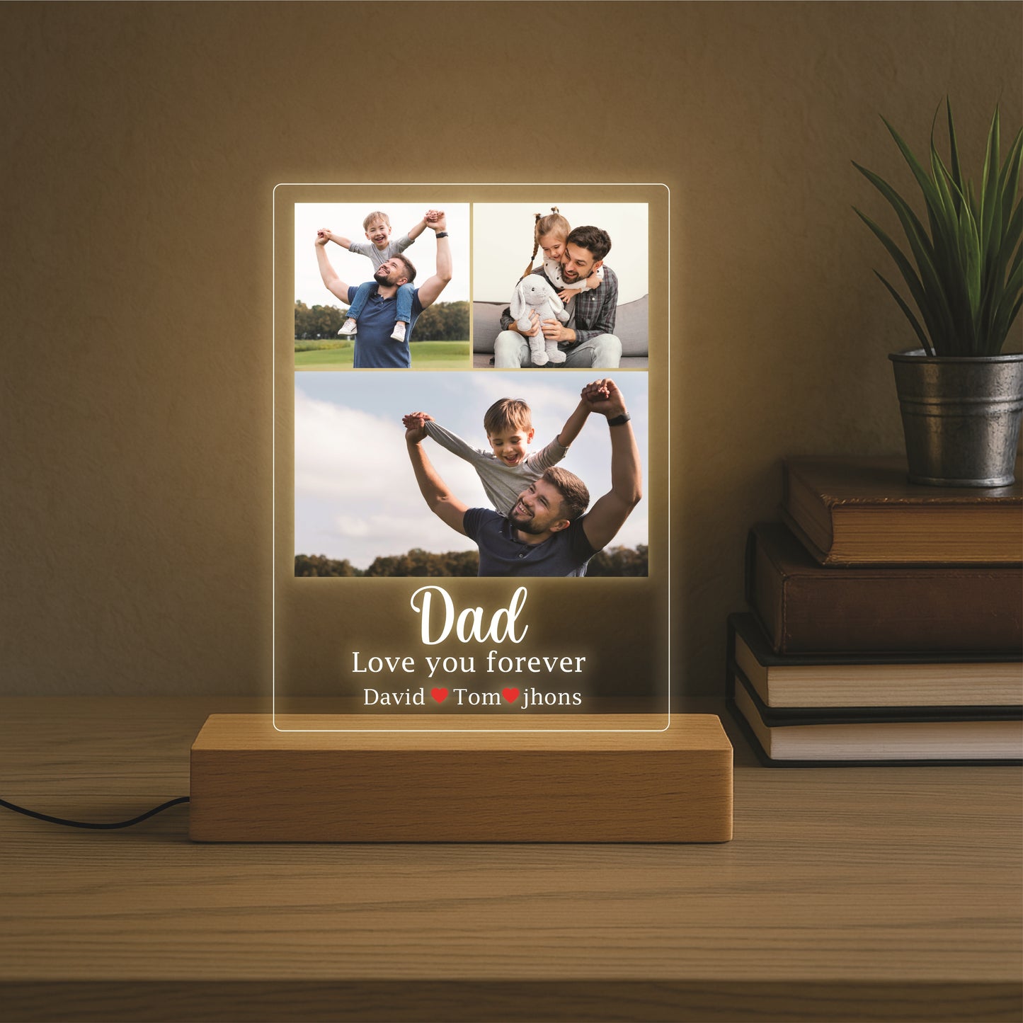Love You Dad with Custom Collage Lamp