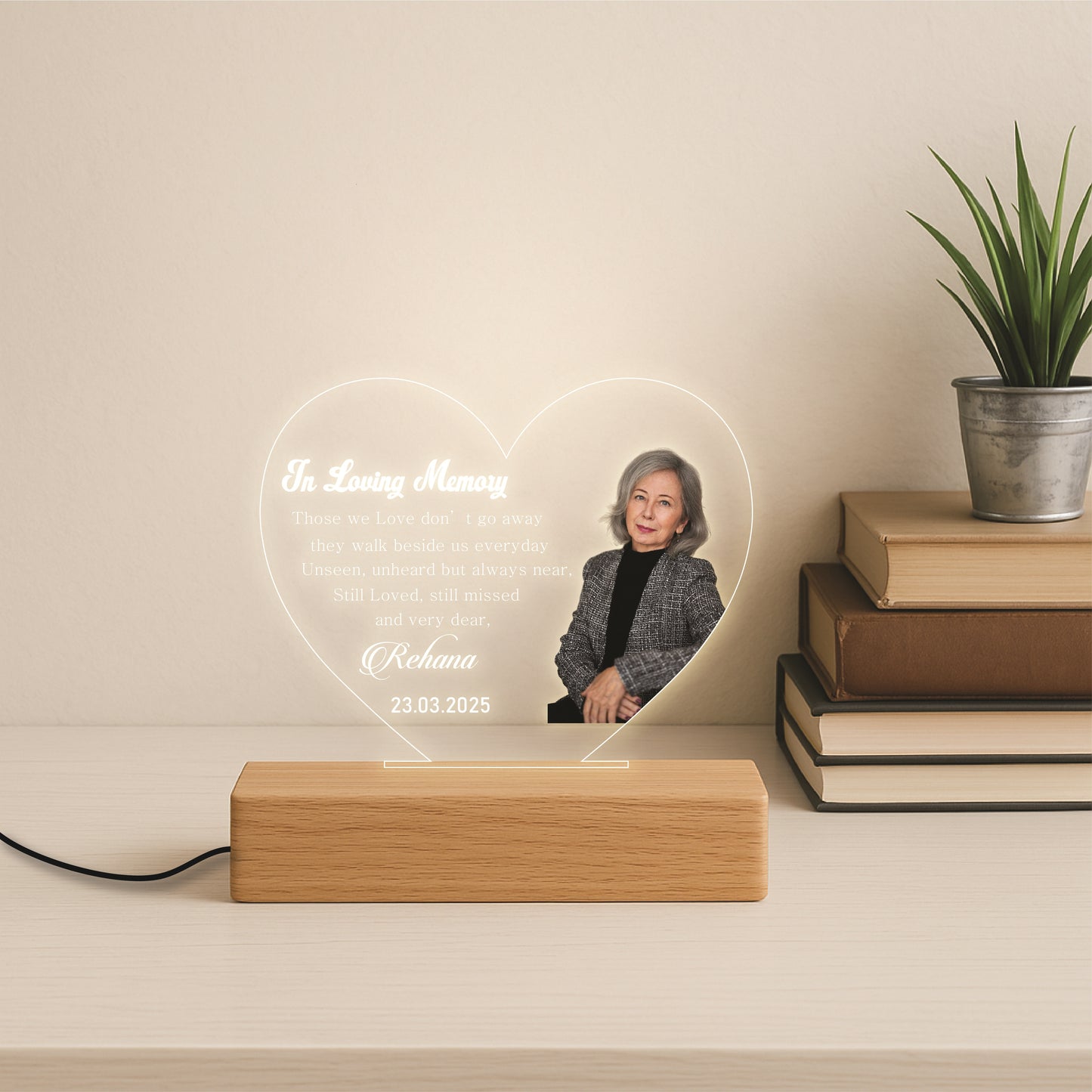 Heart Cut-out Picture Lamp with Custom Text