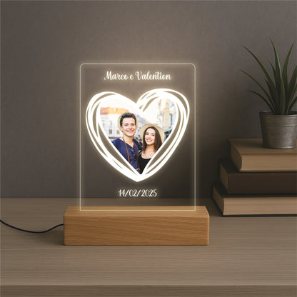 Custom Heart Picture and Text Lamp