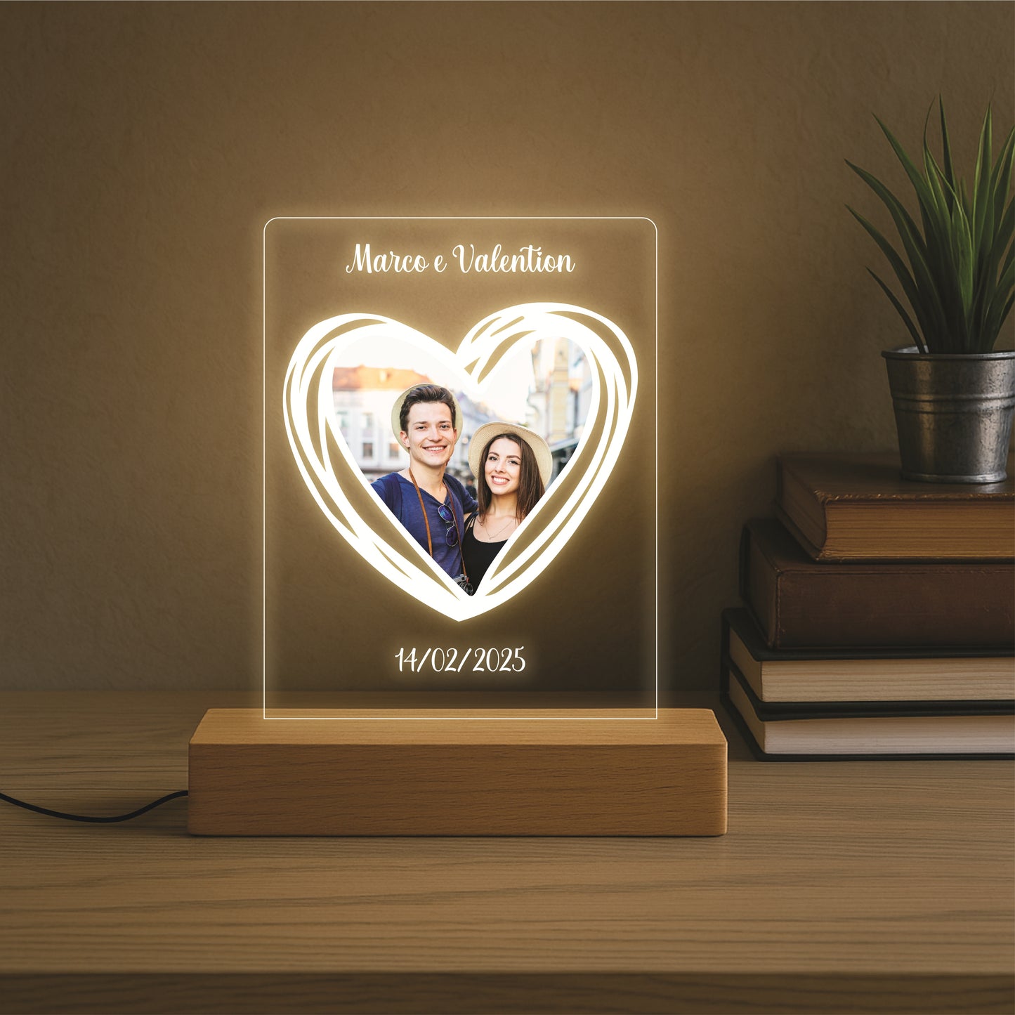 Custom Heart Picture and Text Lamp