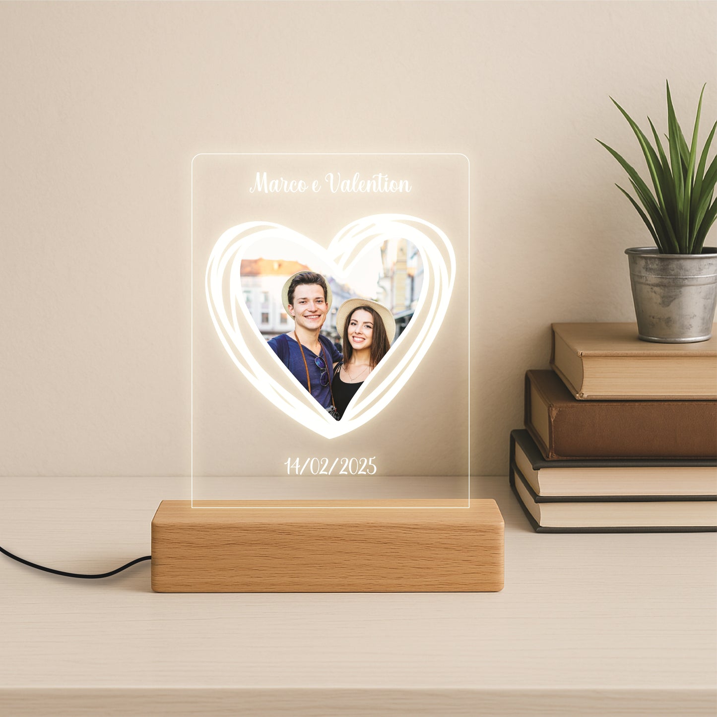 Custom Heart Picture and Text Lamp