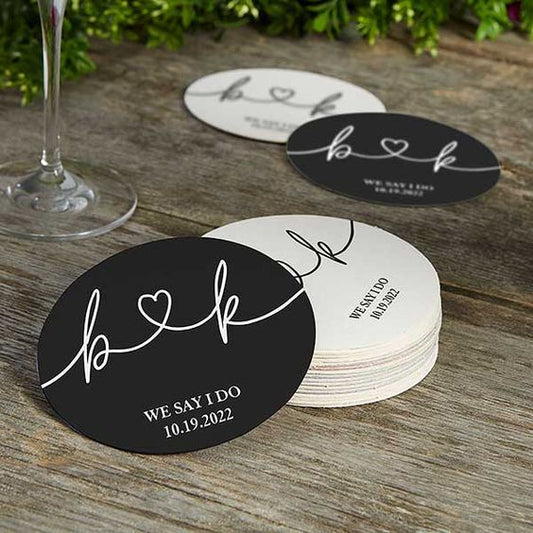 Drawn Together By Love Personalized Coasters