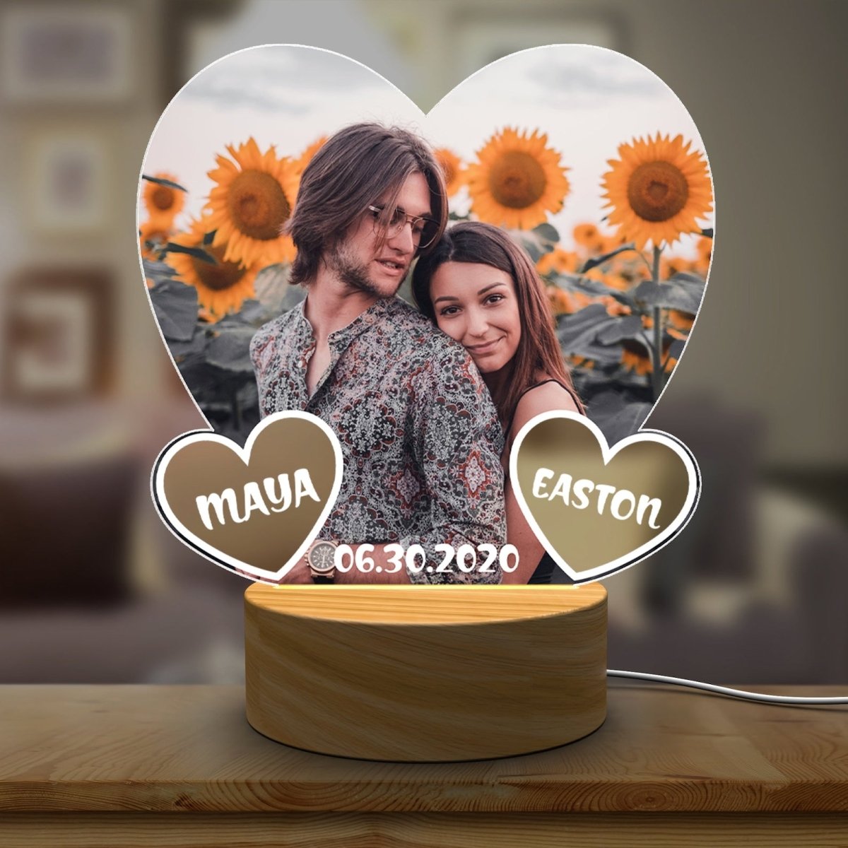 Custom Heart Picture lamp with Names - The MB Prints Custom Heart Picture lamp with Names
