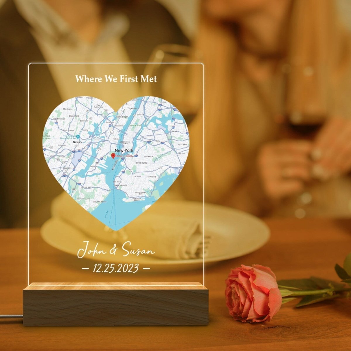 Custom Map Heart Night Light - The MB Prints Custom Map Heart Night Light