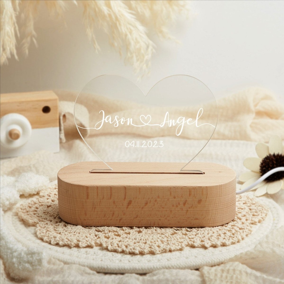 Custom Name Night Light with dates - The MB Prints Custom Name Night Light with dates