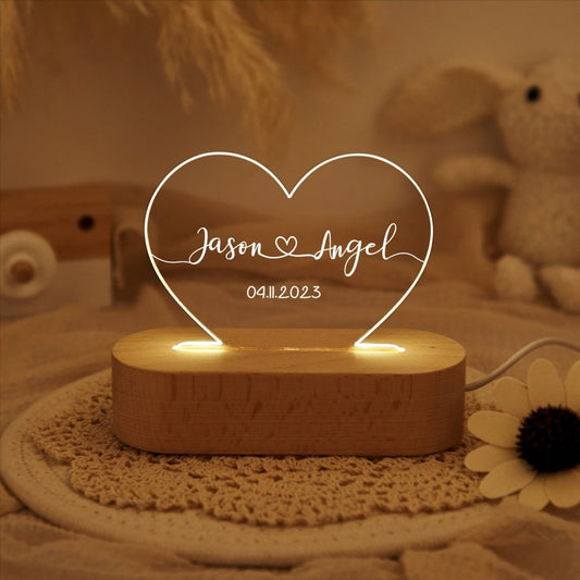 Custom Name Night Light with dates - The MB Prints Custom Name Night Light with dates