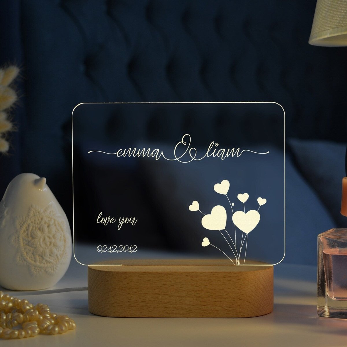 Custom Night Light for couples with names - The MB Prints Custom Night Light for couples with names