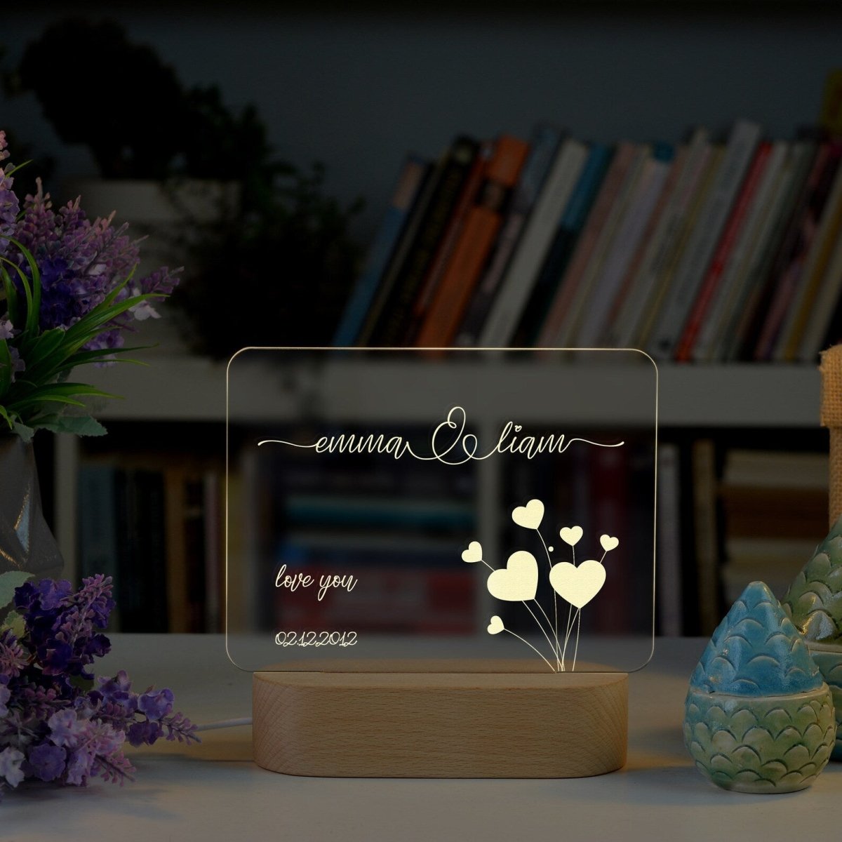 Custom Night Light for couples with names - The MB Prints Custom Night Light for couples with names