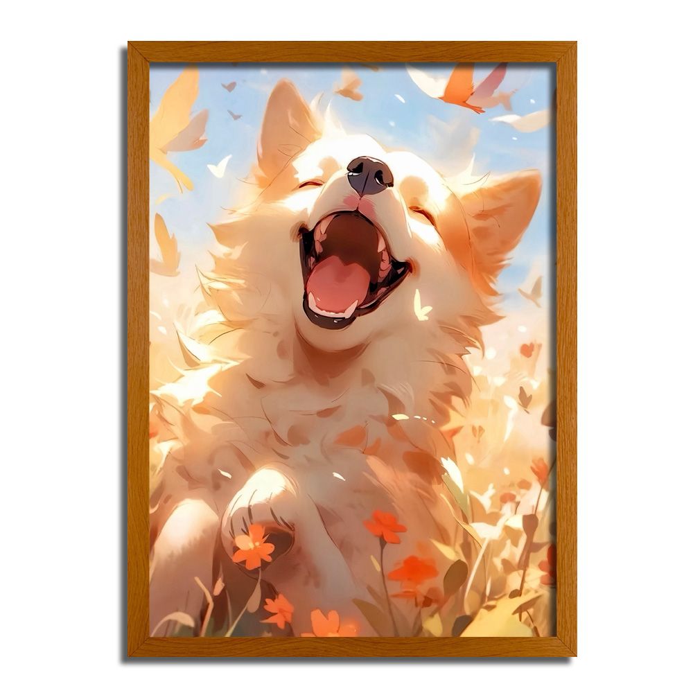 Joyful Dog LED Light Up Painting Frame Artwork 4d Lamp