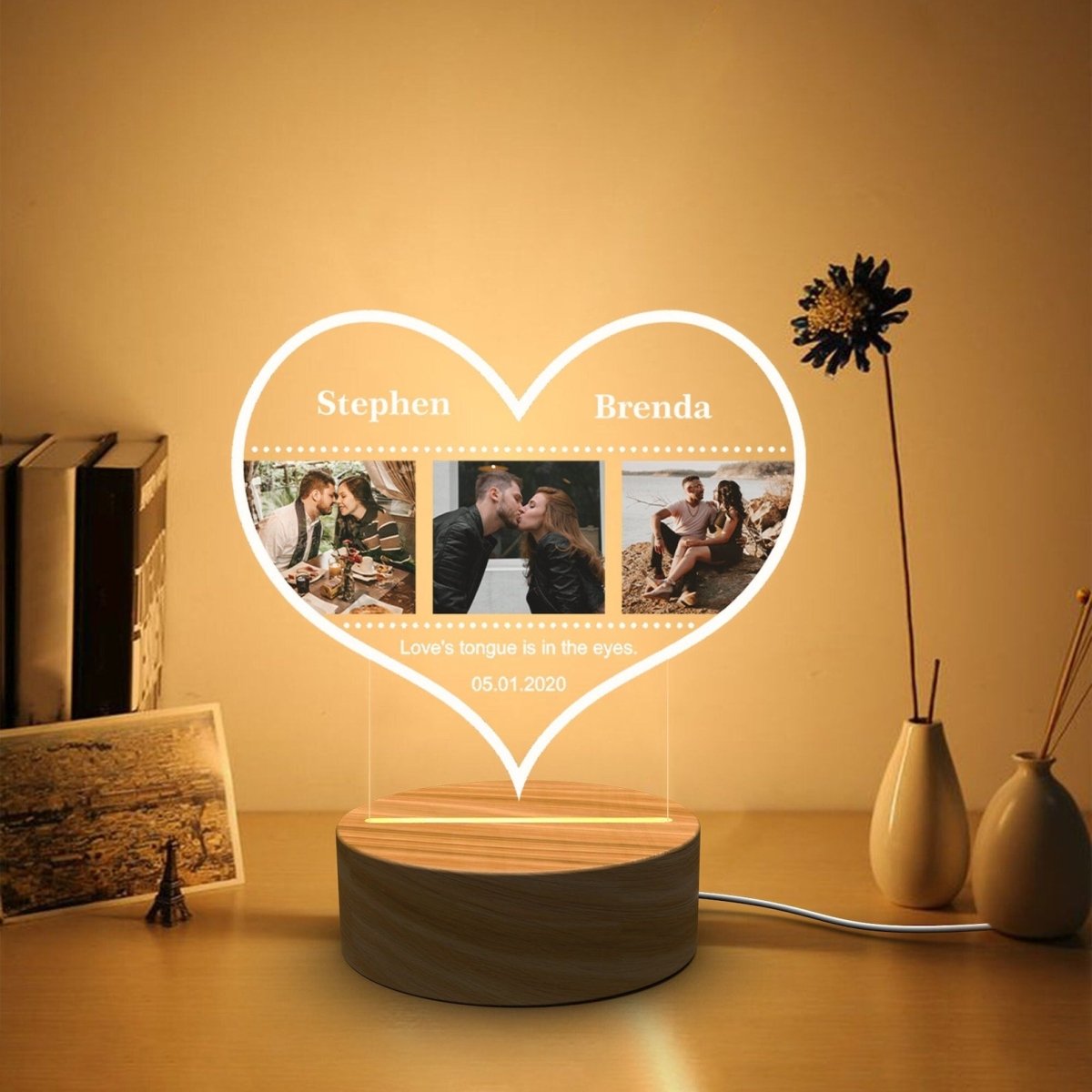 Heart Album Lamp with Round Base - The MB Prints Heart Album Lamp with Round Base