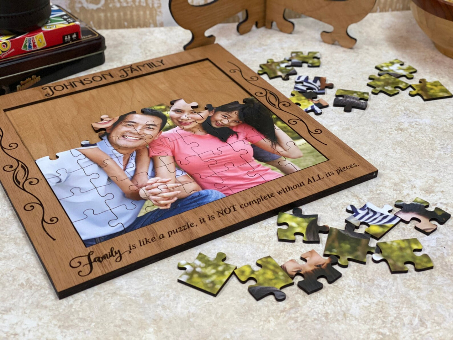 Personalized Wood Puzzle with Picture Frame