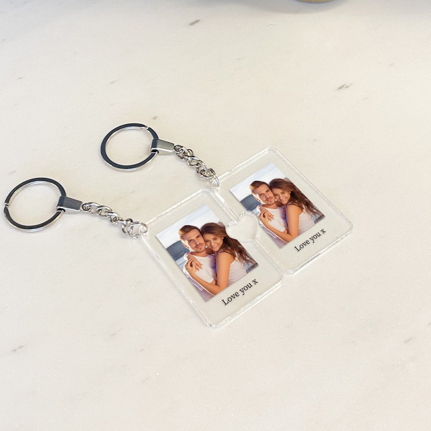 personalized Couple photo with Text Keychain