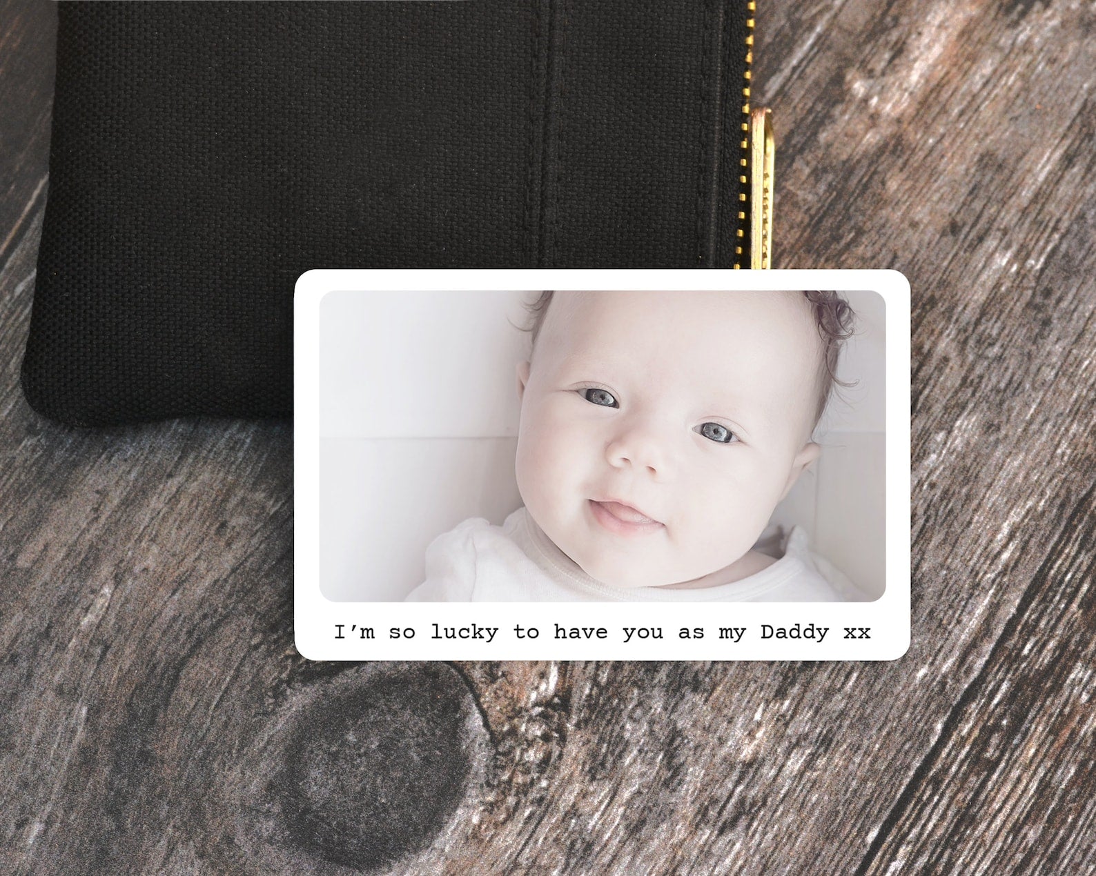 Personalised Photo Wallet Card with Text on Bottom