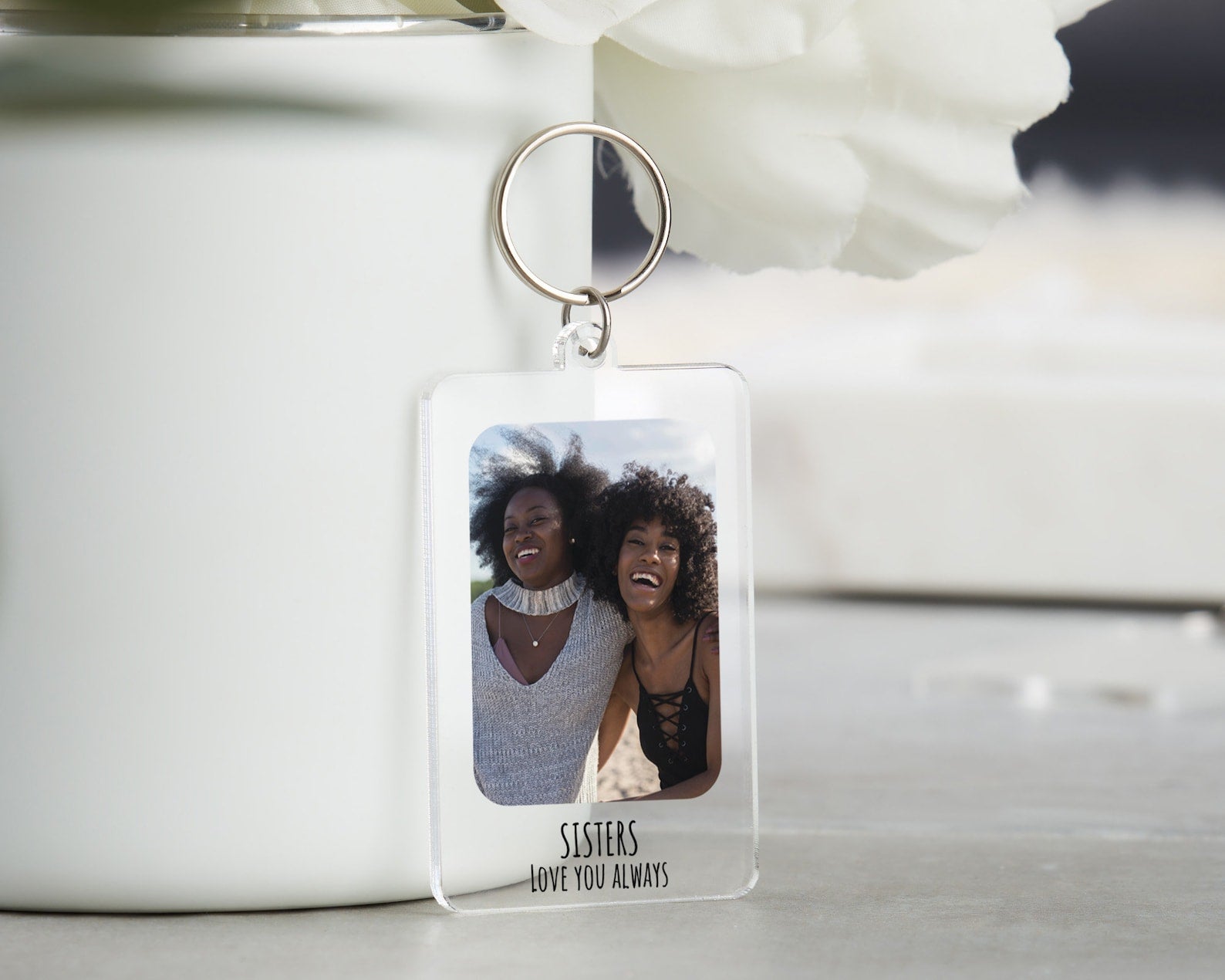 Personalize Picture with text Keychain