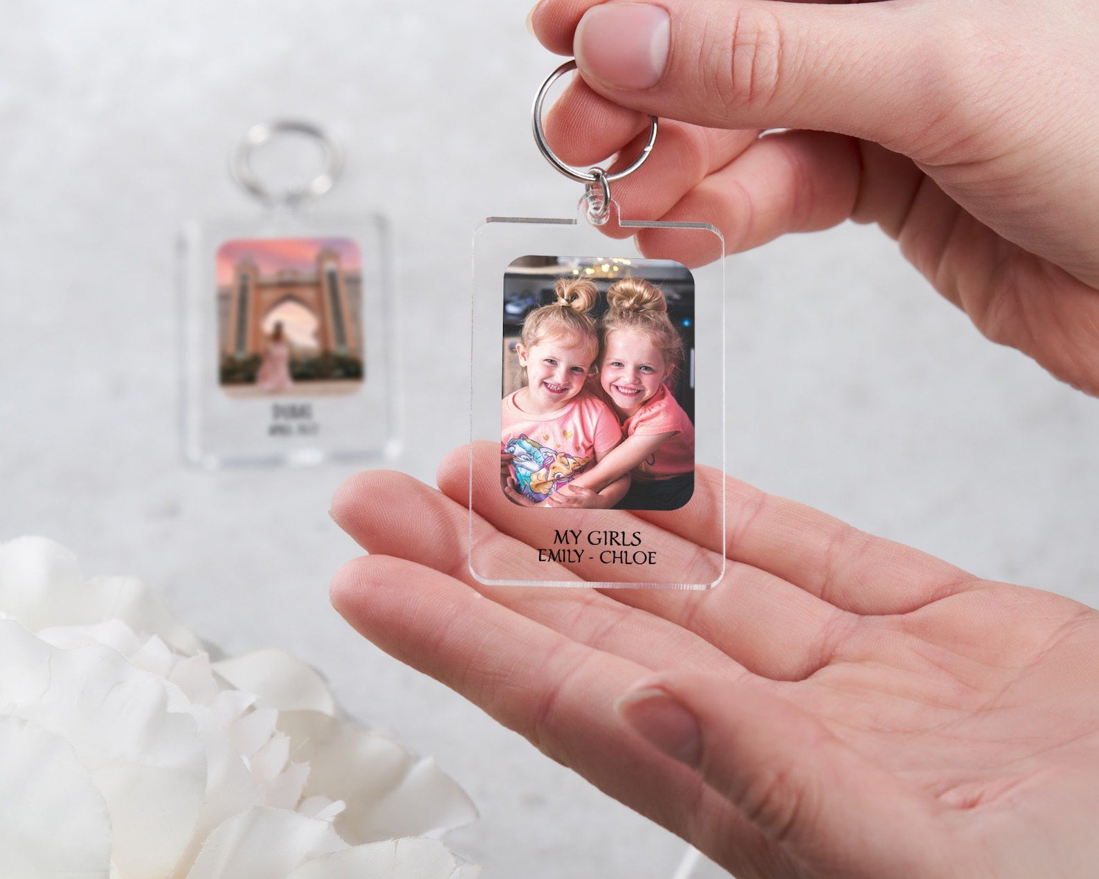 Personalize Picture with text Keychain