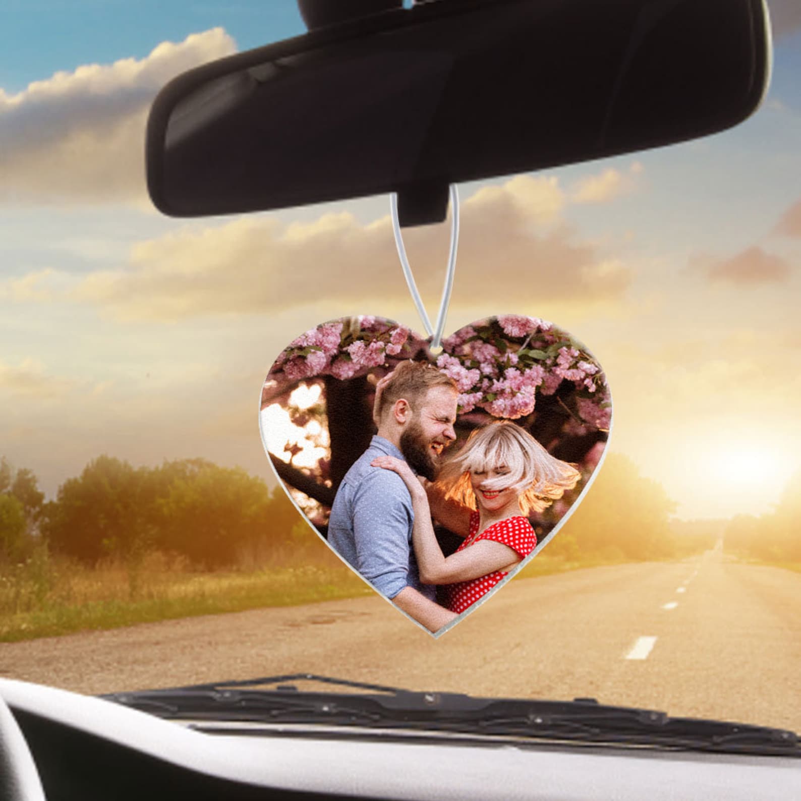 Custom Photo Heart Shaped Car Hanging