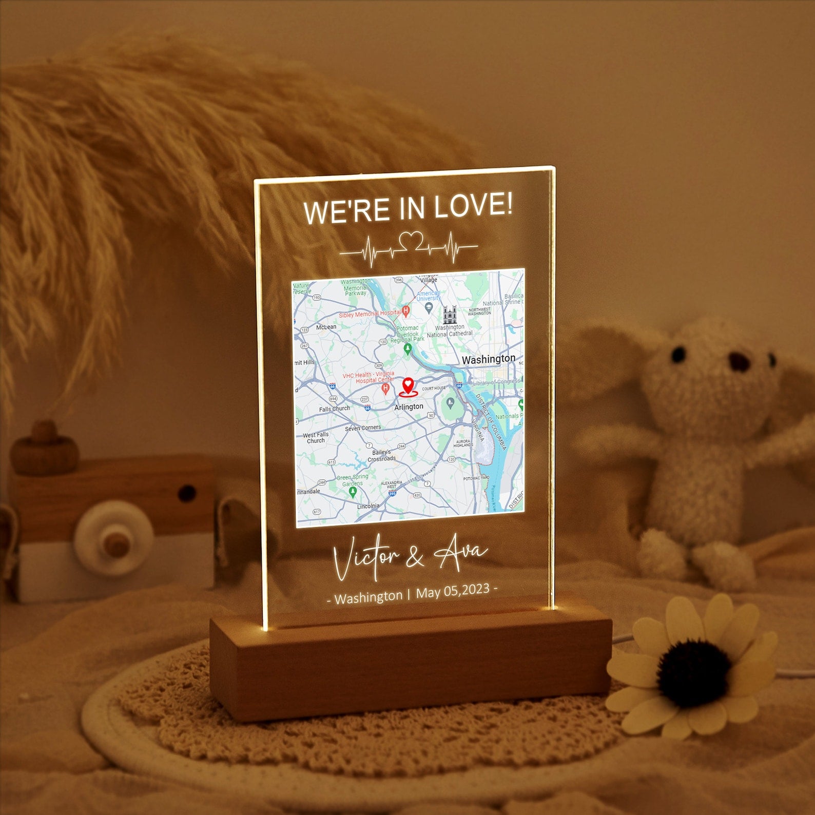 Personalized City Map Print Night Light