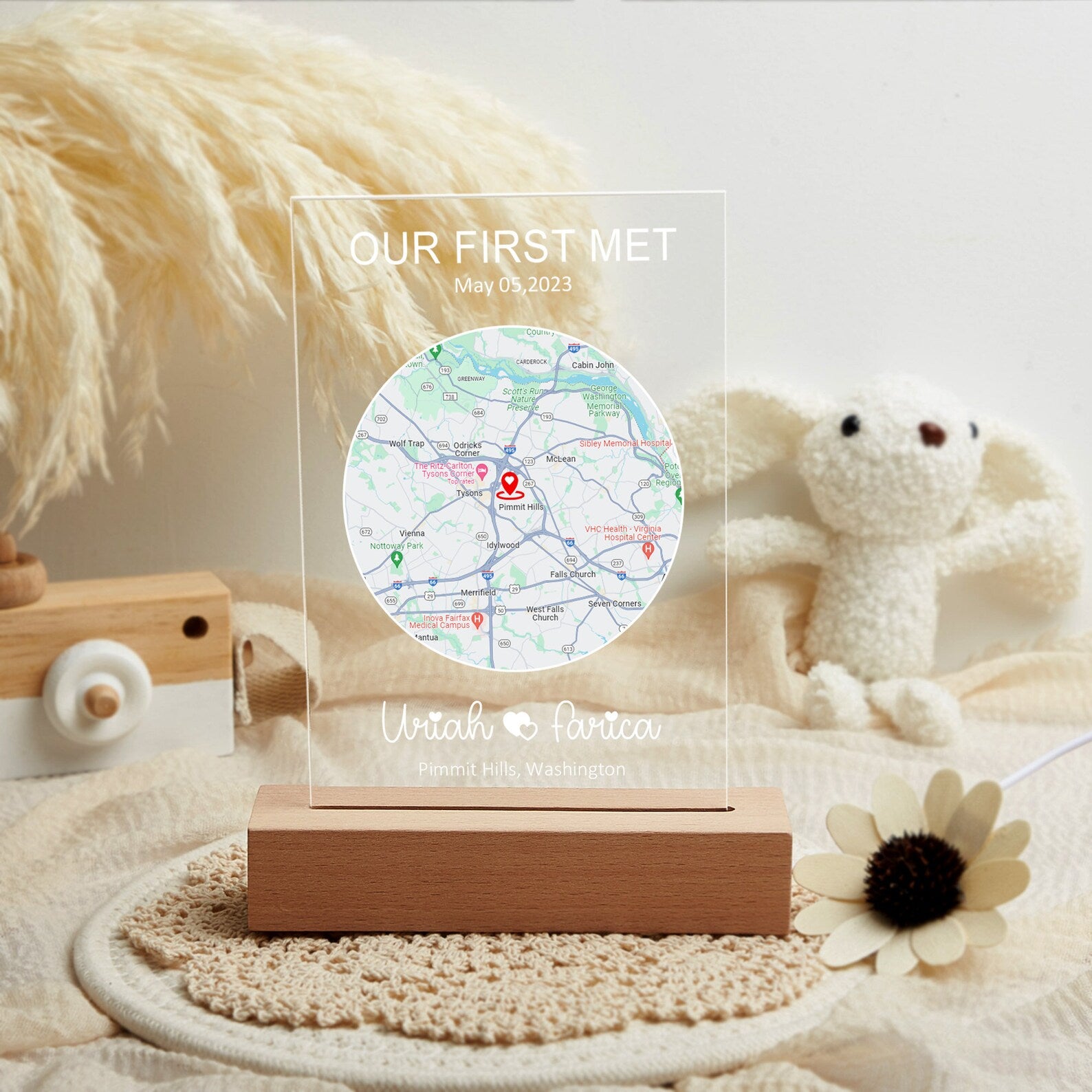 Personalized City Map Print Night Light