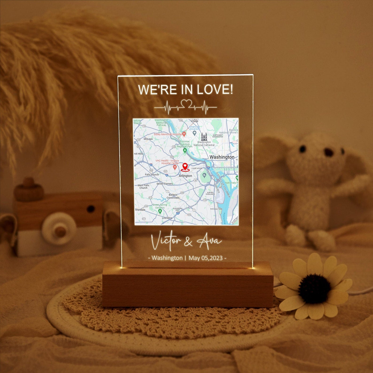 Personalized City Map Print Night Light