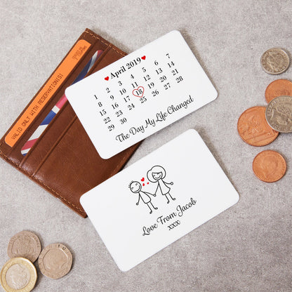 Personalised Day My Life Changed Date Double-Sided Wallet Card