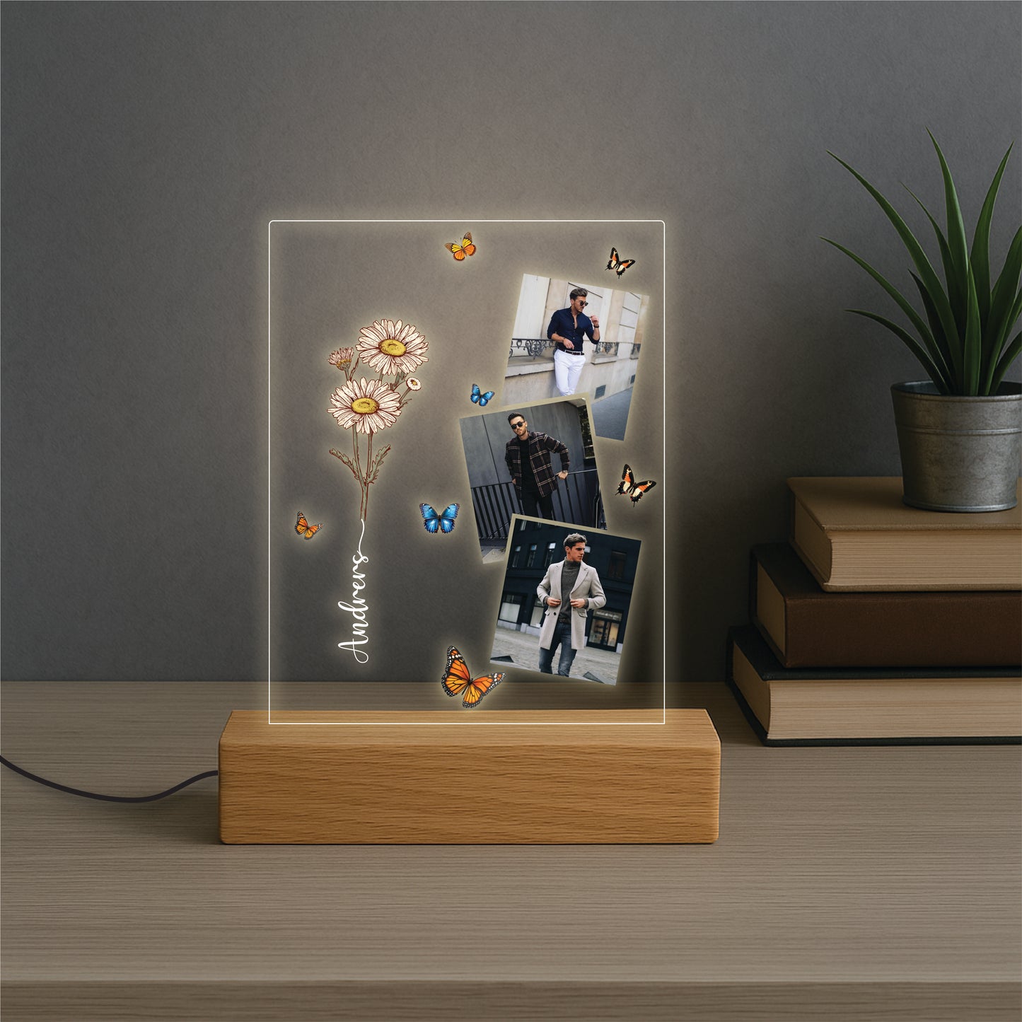 Flowery Butterfly Collage Lamp