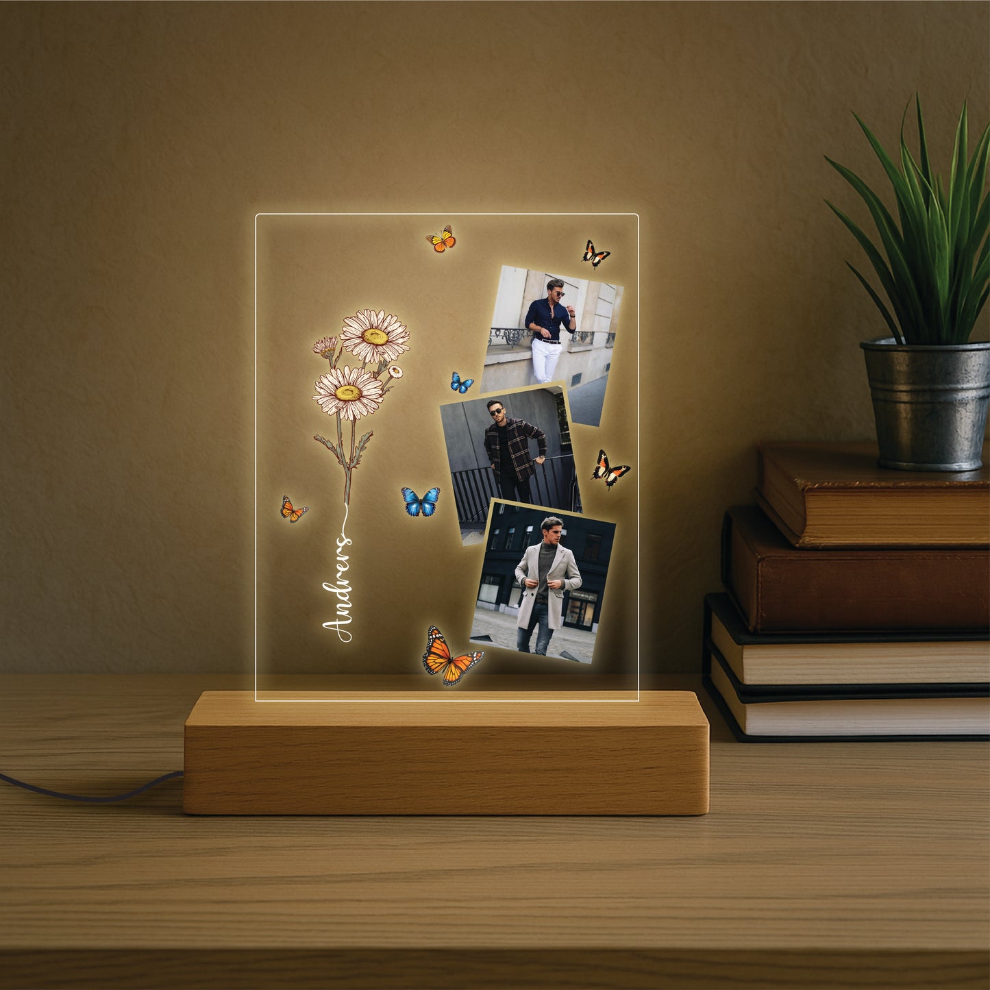 Flowery Butterfly Collage Lamp
