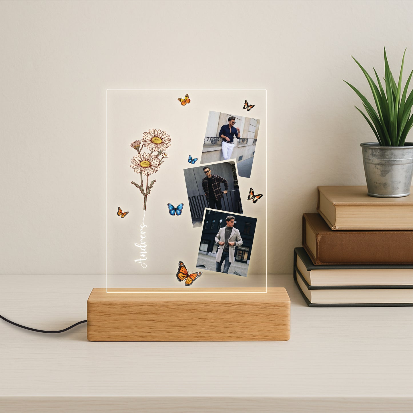 Flowery Butterfly Collage Lamp