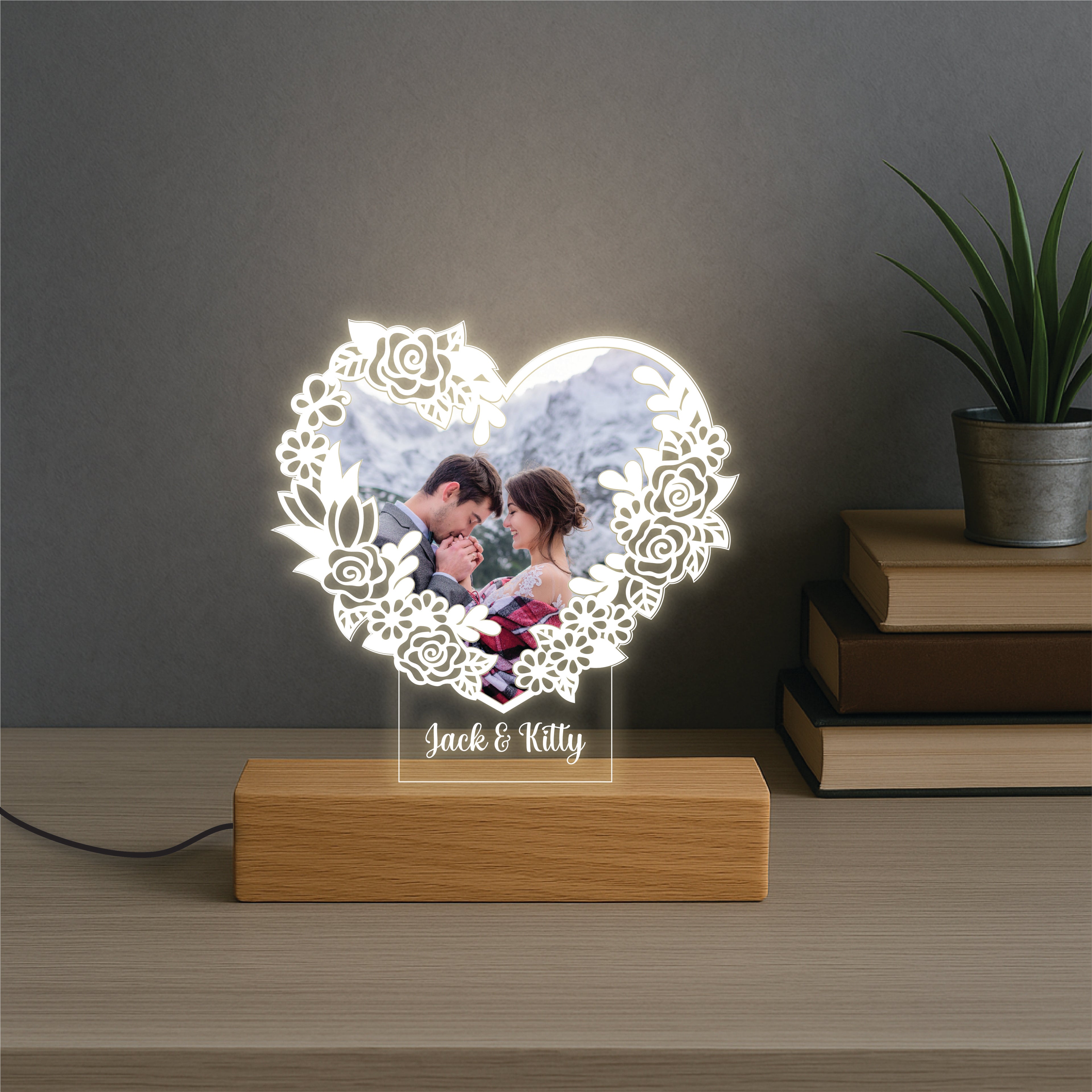 Floral Custom Name Lamp With Picture