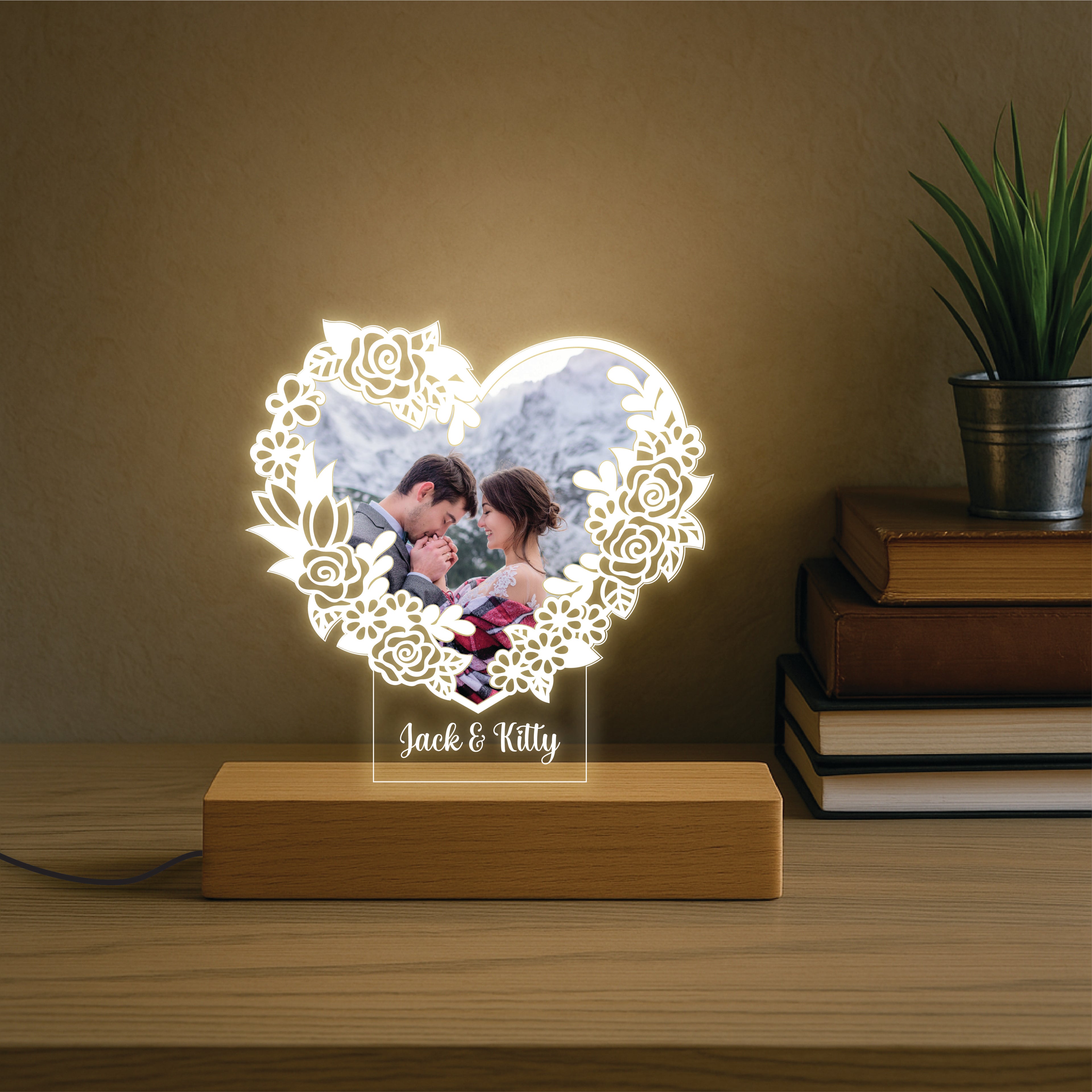 Floral Custom Name Lamp With Picture