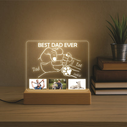 Best Dad Ever With 3 Custom Pic LED Lamp